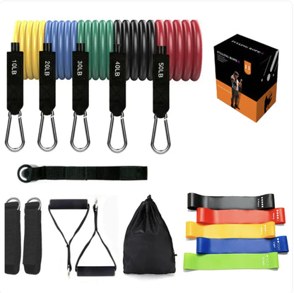 Latex Resistance Bands Set - 11 or 17-Piece Complete Home Gym Kit | Primal Fit