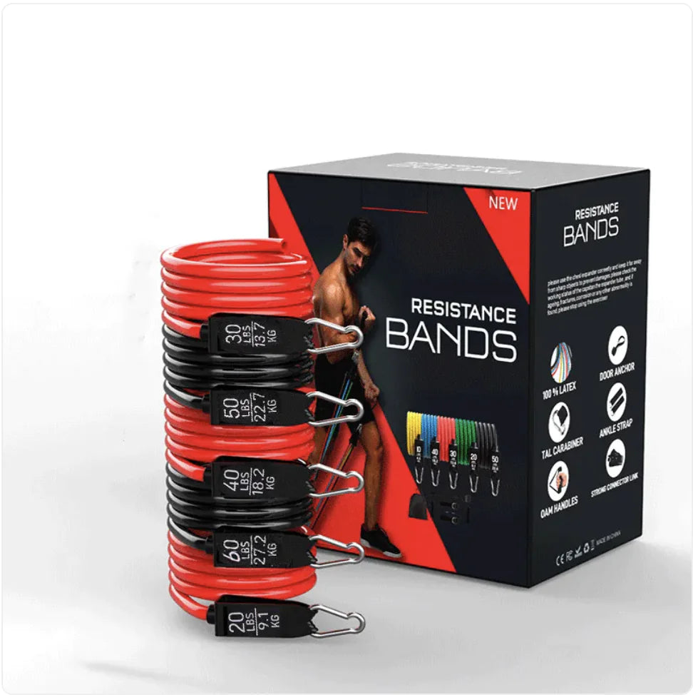 Latex Resistance Bands Set - 11 or 17-Piece Complete Home Gym Kit | Primal Fit