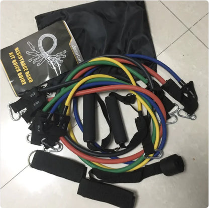 Latex Resistance Bands Set - 11 or 17-Piece Complete Home Gym Kit | Primal Fit