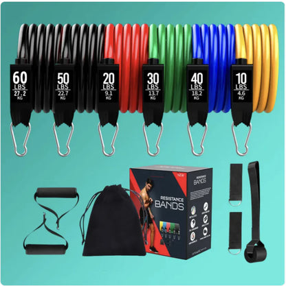 Latex Resistance Bands Set - 11 or 17-Piece Complete Home Gym Kit | Primal Fit
