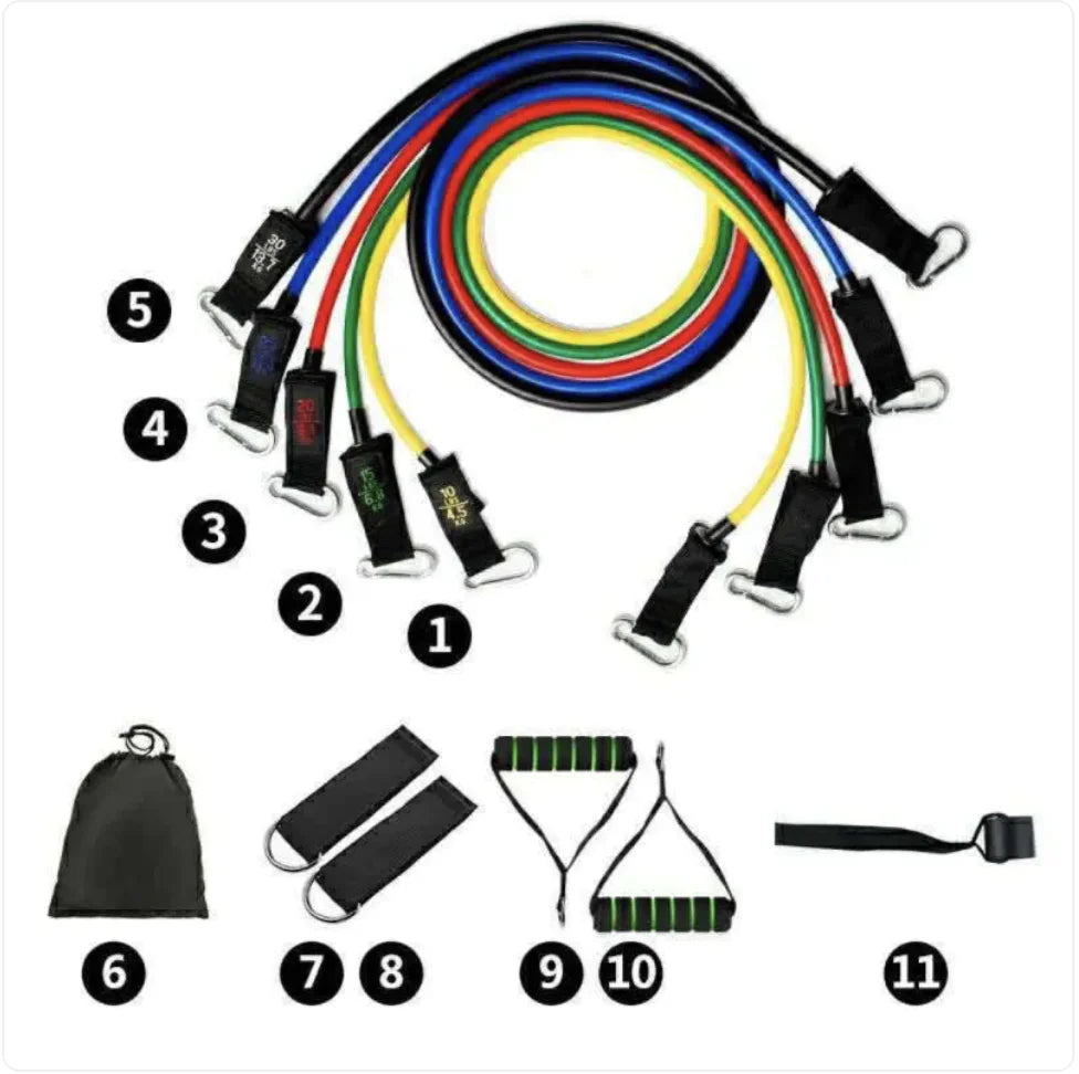 Latex Resistance Bands Set - 11 or 17-Piece Complete Home Gym Kit | Primal Fit