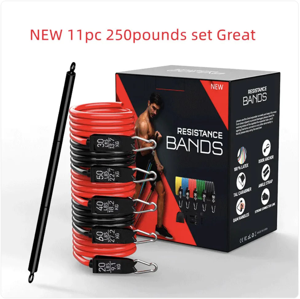 Latex Resistance Bands Set - 11 or 17-Piece Complete Home Gym Kit | Primal Fit