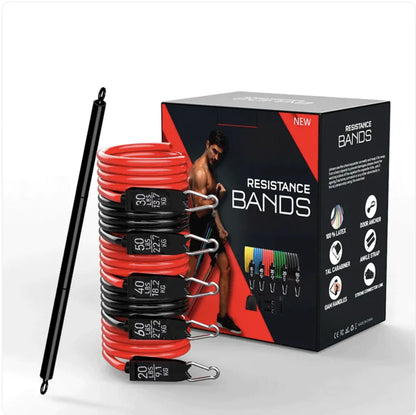 Latex Resistance Bands Set - 11 or 17-Piece Complete Home Gym Kit | Primal Fit
